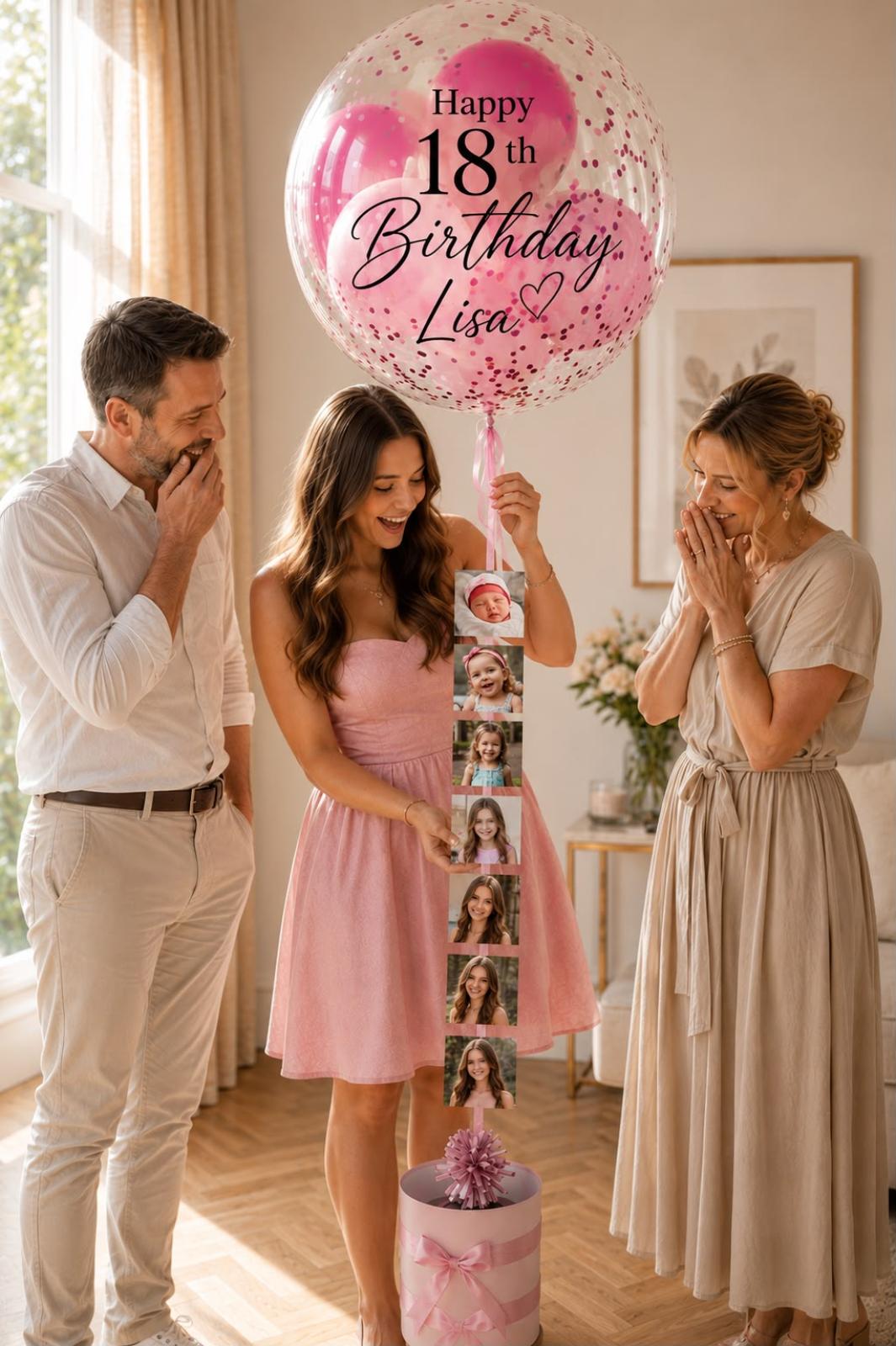 Personalisierter Bubble Ballon zum Geburtstag - Fotogirlande